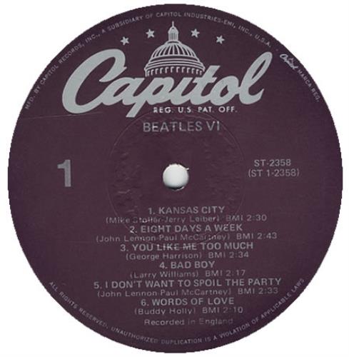 The Beatles Beatles VI - Purple Label - Large Capitol vinyl LP album (LP record) US BTLLPBE333618