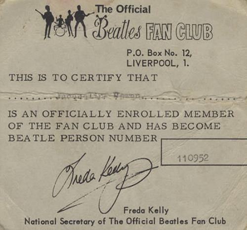 The Beatles Fanclub Membership Cards memorabilia UK BTLMMFA401795
