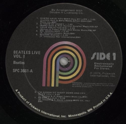 The Beatles First Live Recordings Volume One vinyl LP album (LP record) US BTLLPFI777884