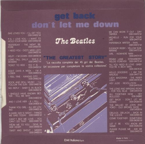 The Beatles Get Back - The Greatest Story 7" vinyl single (7 inch record / 45) Italian BTL07GE501636