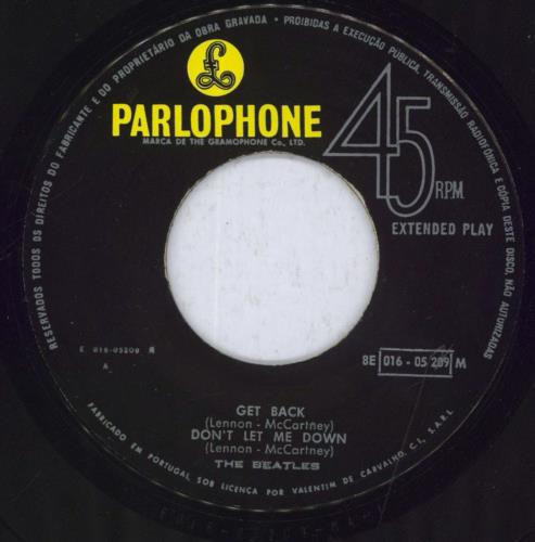 The Beatles Get Back EP 7" vinyl single (7 inch record / 45) Portuguese BTL07GE830818