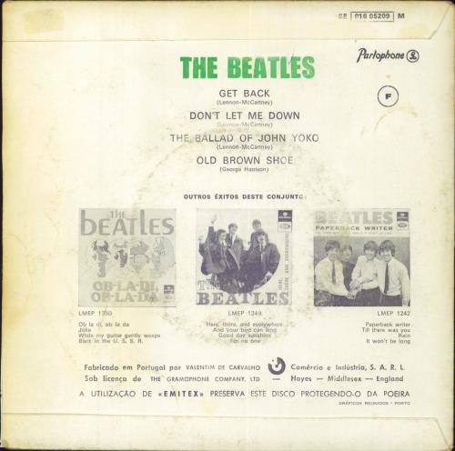 The Beatles Get Back EP 7" vinyl single (7 inch record / 45) Portuguese BTL07GE830818