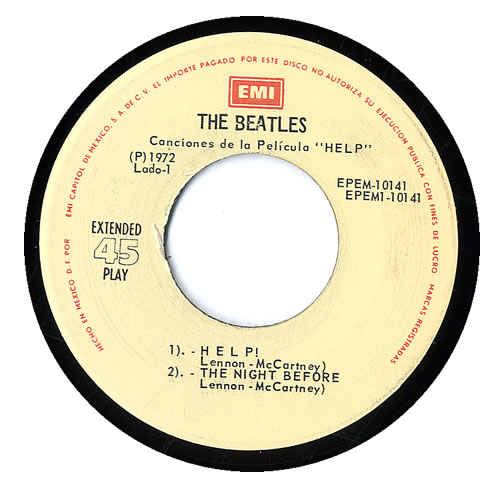 The Beatles Help! - 1980's issue 7" vinyl single (7 inch record / 45) Mexican BTL07HE552744