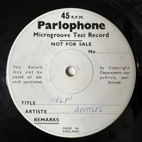 The Beatles Help! - Microgroove Test Record 7" vinyl single (7 inch record / 45) UK BTL07HE825511