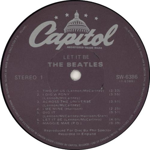 The Beatles Let It - Purple Label vinyl LP album (LP record) Canadian BTLLPLE723994