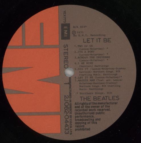 The Beatles Let It Be vinyl LP album (LP record) Greek BTLLPLE876031