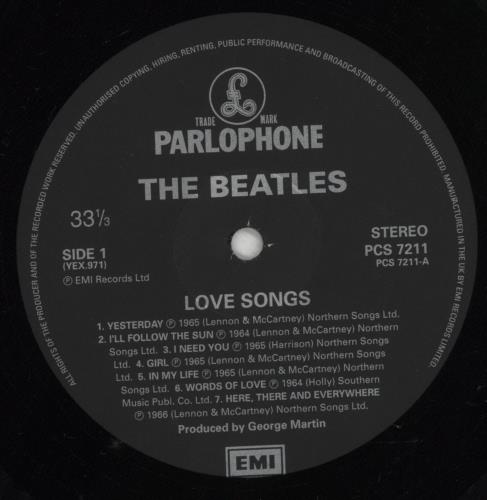 The Beatles Love Songs 2-LP vinyl record set (Double LP Album) UK BTL2LLO137585