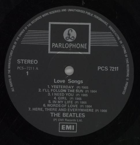 The Beatles Love Songs 2-LP vinyl record set (Double LP Album) Singapore BTL2LLO858763