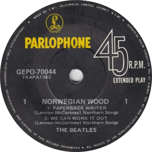 The Beatles Norwegian Wood - VG 7" vinyl single (7 inch record / 45) Australian BTL07NO697393