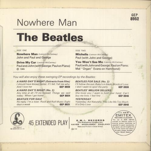 The Beatles Nowhere Man - 2nd - EX 7" vinyl single (7 inch record / 45) UK BTL07NO723381