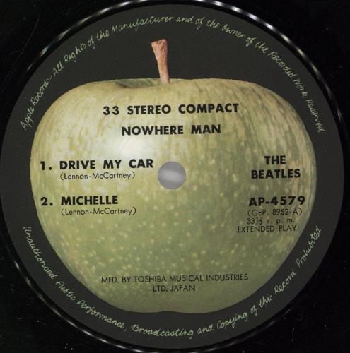 The Beatles Nowhere Man EP - 1st 700 Stickered 7" vinyl single (7 inch record / 45) Japanese BTL07NO765869