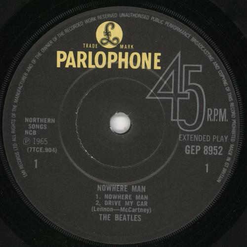 The Beatles Nowhere Man EP - 80s Issue - Solid 7" vinyl single (7 inch record / 45) UK BTL07NO749754