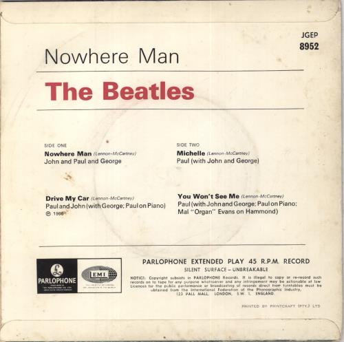 The Beatles Nowhere Man EP 7" vinyl single (7 inch record / 45) South African BTL07NO830433