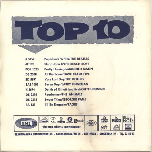 The Beatles Paperback Writer - Blue Rear Sleeve 7" vinyl single (7 inch record / 45) Swedish BTL07PA710560