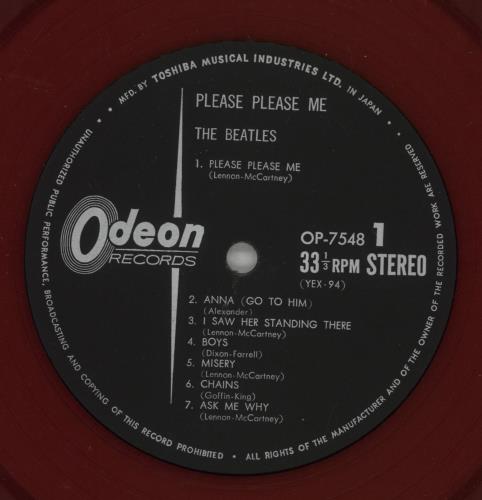 The Beatles Please Please Me - 1st Odeon Issue - Red Vinyl vinyl LP album (LP record) Japanese BTLLPPL865351