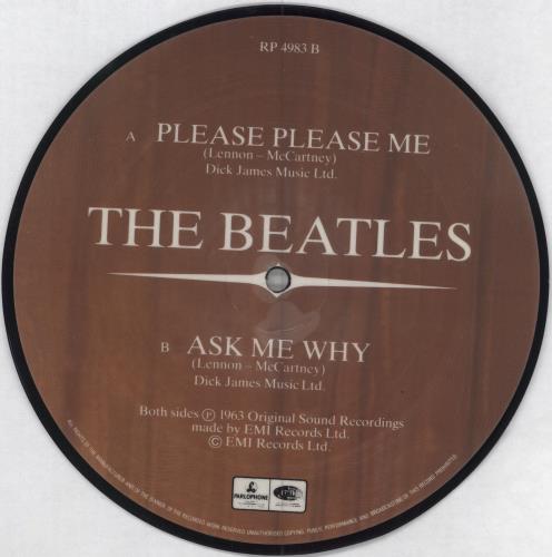The Beatles Please Please Me - EX 7" vinyl picture disc (7 inch picture disc single) UK BTL7PPL780933
