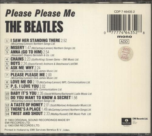 The Beatles Please Please Me CD album (CDLP) German BTLCDPL747748