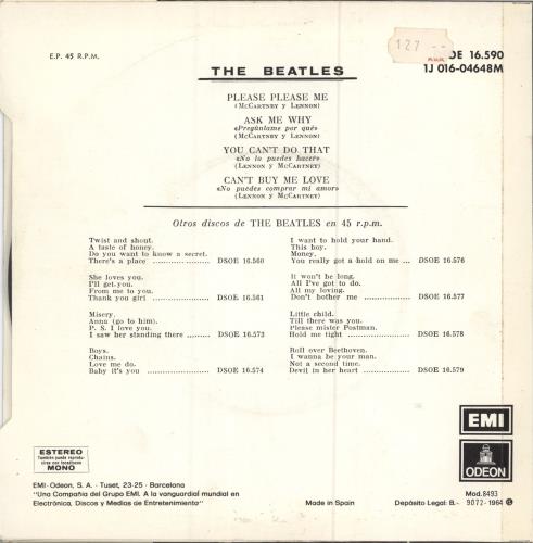 The Beatles Please Please Me 7" vinyl single (7 inch record / 45) Spanish BTL07PL781844