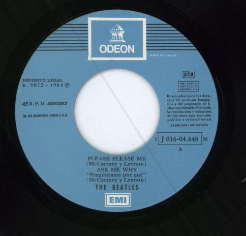 The Beatles Please Please Me 7" vinyl single (7 inch record / 45) Spanish BTL07PL781844