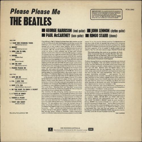 The Beatles Please Please Me vinyl LP album (LP record) Australian BTLLPPL886425