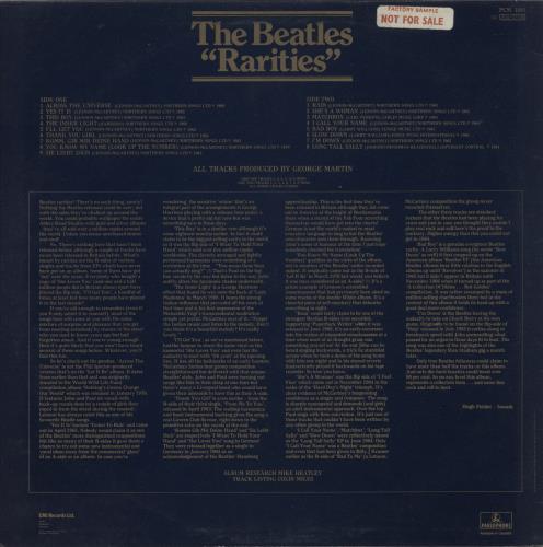 The Beatles Rarities - 1st - Factory Sample vinyl LP album (LP record) UK BTLLPRA531054