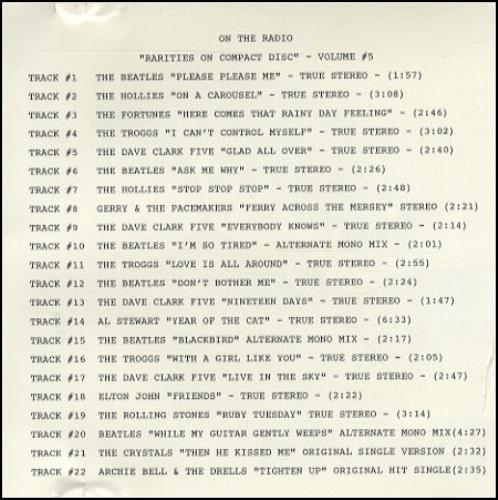 The Beatles Rarities On Compact Disc - Volume 5 CD album (CDLP) US BTLCDRA442889