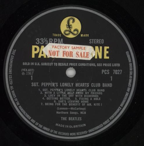 The Beatles Sgt. Pepper's - 1st - Factory Sample vinyl LP album (LP record) UK BTLLPSG866573