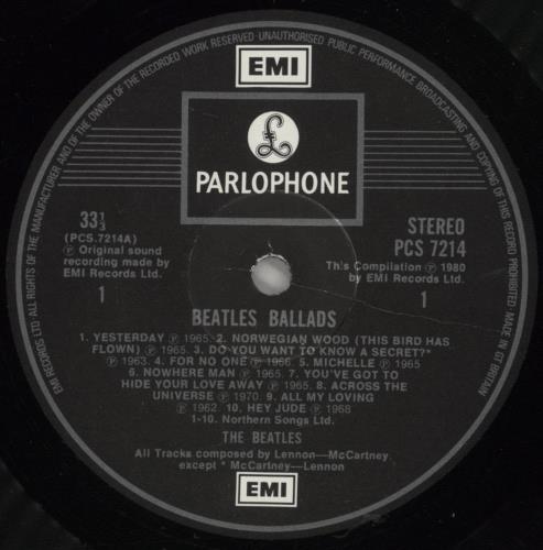 The Beatles The Beatles Ballads - VG vinyl LP album (LP record) UK BTLLPTH879345