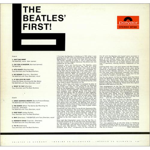 The Beatles The Beatles' First vinyl LP album (LP record) German BTLLPTH298309