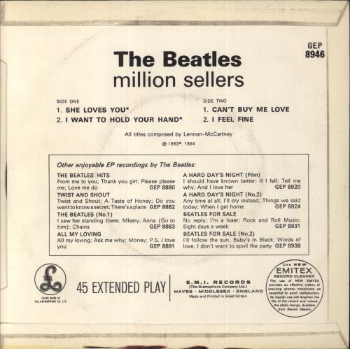 The Beatles The Beatles' Million Sellers EP - EMI Records - Lam - EX 7" vinyl single (7 inch record / 45) UK BTL07TH847197