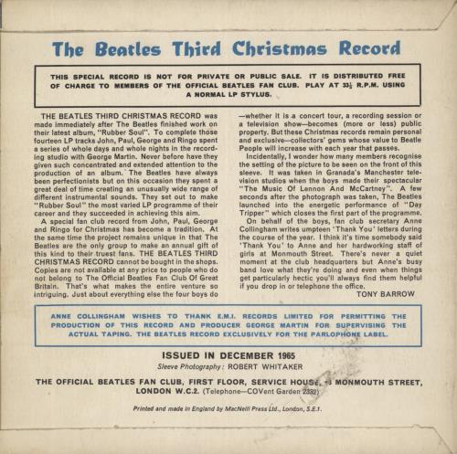 The Beatles The Beatles Third Christmas Record - VG + Newsletter 7" vinyl single (7 inch record / 45) UK BTL07TH867377