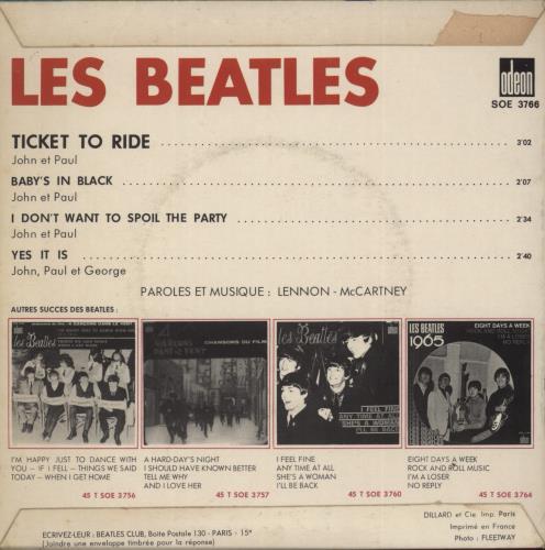 The Beatles Ticket To Ride - V1 7" vinyl single (7 inch record / 45) French BTL07TI876244