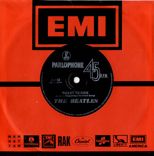 The Beatles Ticket To Ride 7" vinyl single (7 inch record / 45) Australian BTL07TI592508