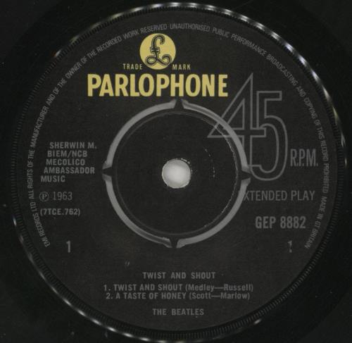 The Beatles Twist And Shout EP - 6th - EMI - 4Pr 7" vinyl single (7 inch record / 45) UK BTL07TW821191