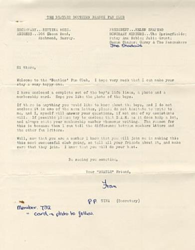 The Beatles Welcome To The Fanclub memorabilia UK BTLMMWE318307