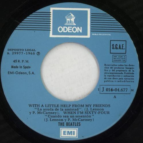 The Beatles With A Little Help From My Friends EP 7" vinyl single (7 inch record / 45) Spanish BTL07WI869823