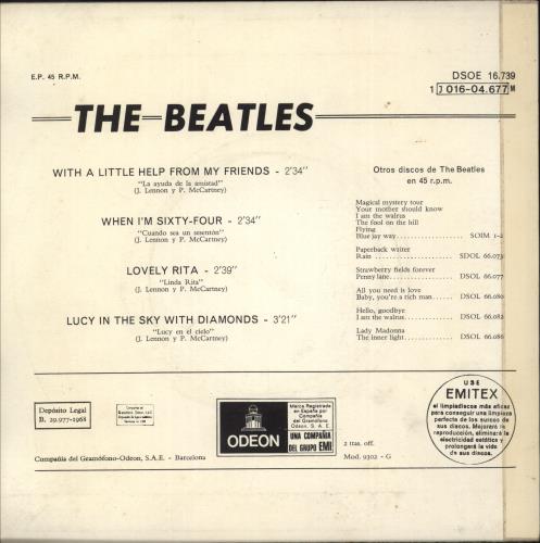 The Beatles With A Little Help From My Friends EP 7" vinyl single (7 inch record / 45) Spanish BTL07WI869823