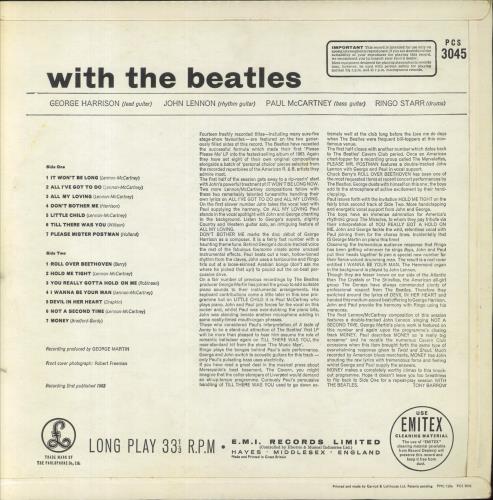 The Beatles With The Beatles - 2nd - EX vinyl LP album (LP record) UK BTLLPWI529538
