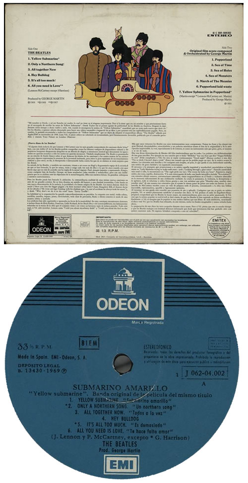 The Beatles Yellow Submarine - (Submarino Amarillo) - VG vinyl LP album (LP record) Spanish BTLLPYE582364