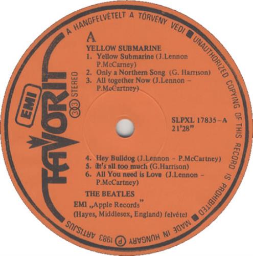 The Beatles Yellow Submarine vinyl LP album (LP record) Hungarian BTLLPYE344150