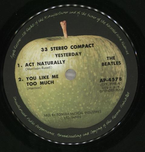 The Beatles Yesterday E.P. - �600 7" vinyl single (7 inch record / 45) Japanese BTL07YE714257