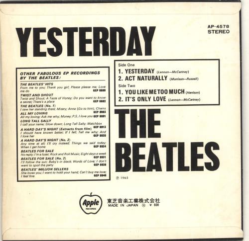 The Beatles Yesterday E.P. - �600 7" vinyl single (7 inch record / 45) Japanese BTL07YE714257