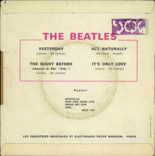 The Beatles Yesterday EP - 1st - EX 7" vinyl single (7 inch record / 45) French BTL07YE769915