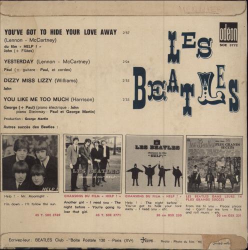 The Beatles Yesterday EP 7" vinyl single (7 inch record / 45) French BTL07YE62814