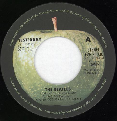 The Beatles Yesterday 7" vinyl single (7 inch record / 45) Japanese BTL07YE706519