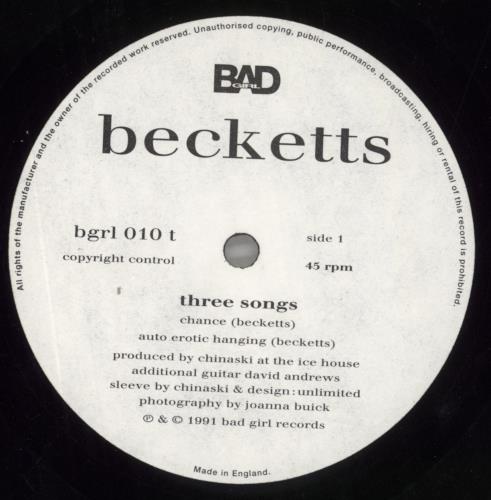 The Becketts Three Songs 12" vinyl single (12 inch record / Maxi-single) UK BEC12TH857740