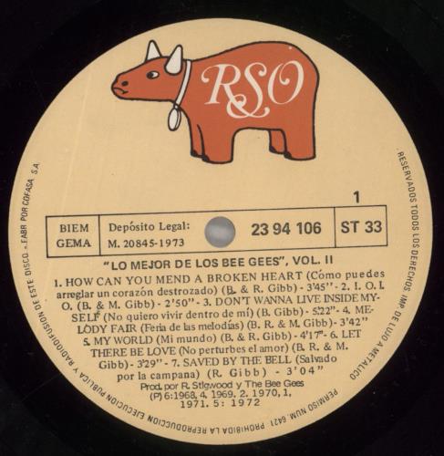 The Bee Gees Best Of Bee Gees Vol. 2 vinyl LP album (LP record) Spanish BGELPBE858131