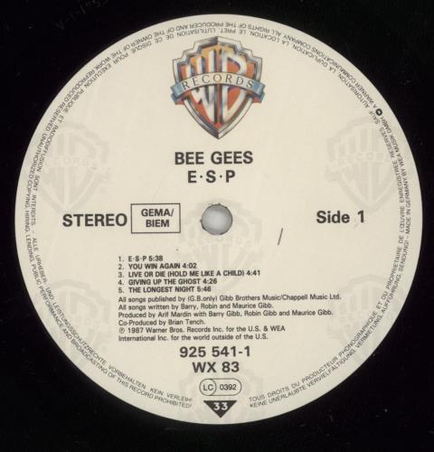 The Bee Gees E.S.P - Hype Sticker - Shrink vinyl LP album (LP record) UK BGELPES874807