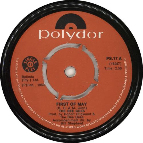The Bee Gees First Of May + P/S 7" vinyl single (7 inch record / 45) South African BGE07FI564150