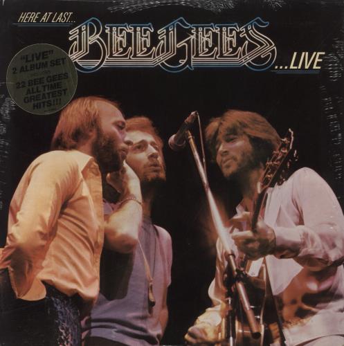 The Bee Gees Here At Last ... Bee Gees Live - stickered shrink 2-LP vinyl record set (Double LP Album) US BGE2LHE671329
